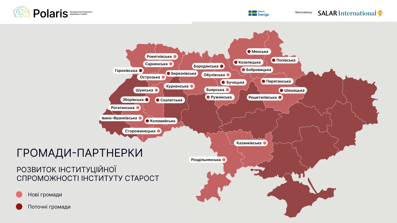 Програма Polaris розширює співпрацю: до напрямку розвитку інституційної спроможності старост приєдналися ще 12 партнерських громад